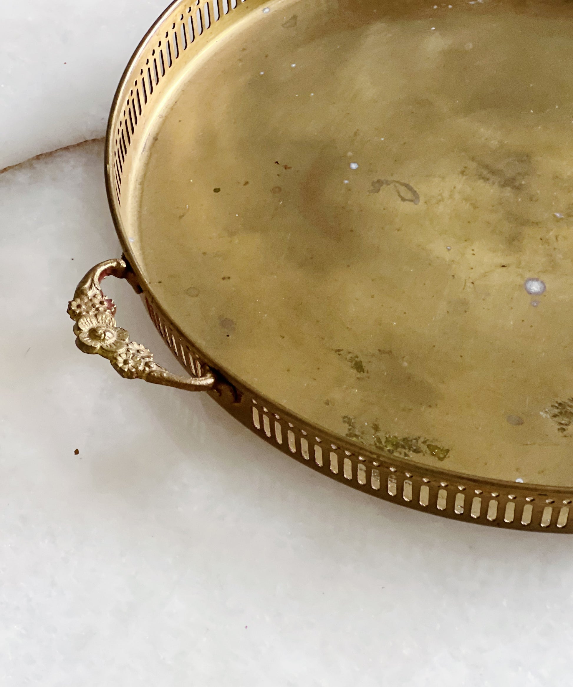 Vintage brass serving trays headed