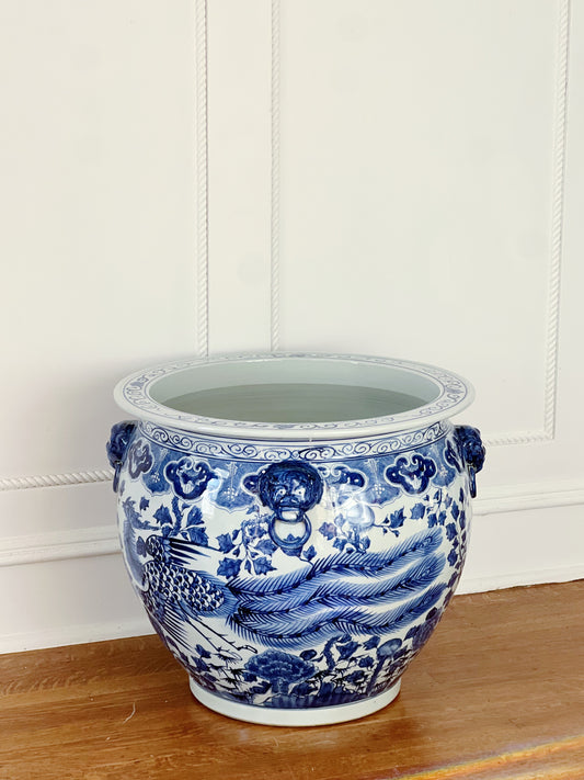 Large Blue & White Dragon Planter