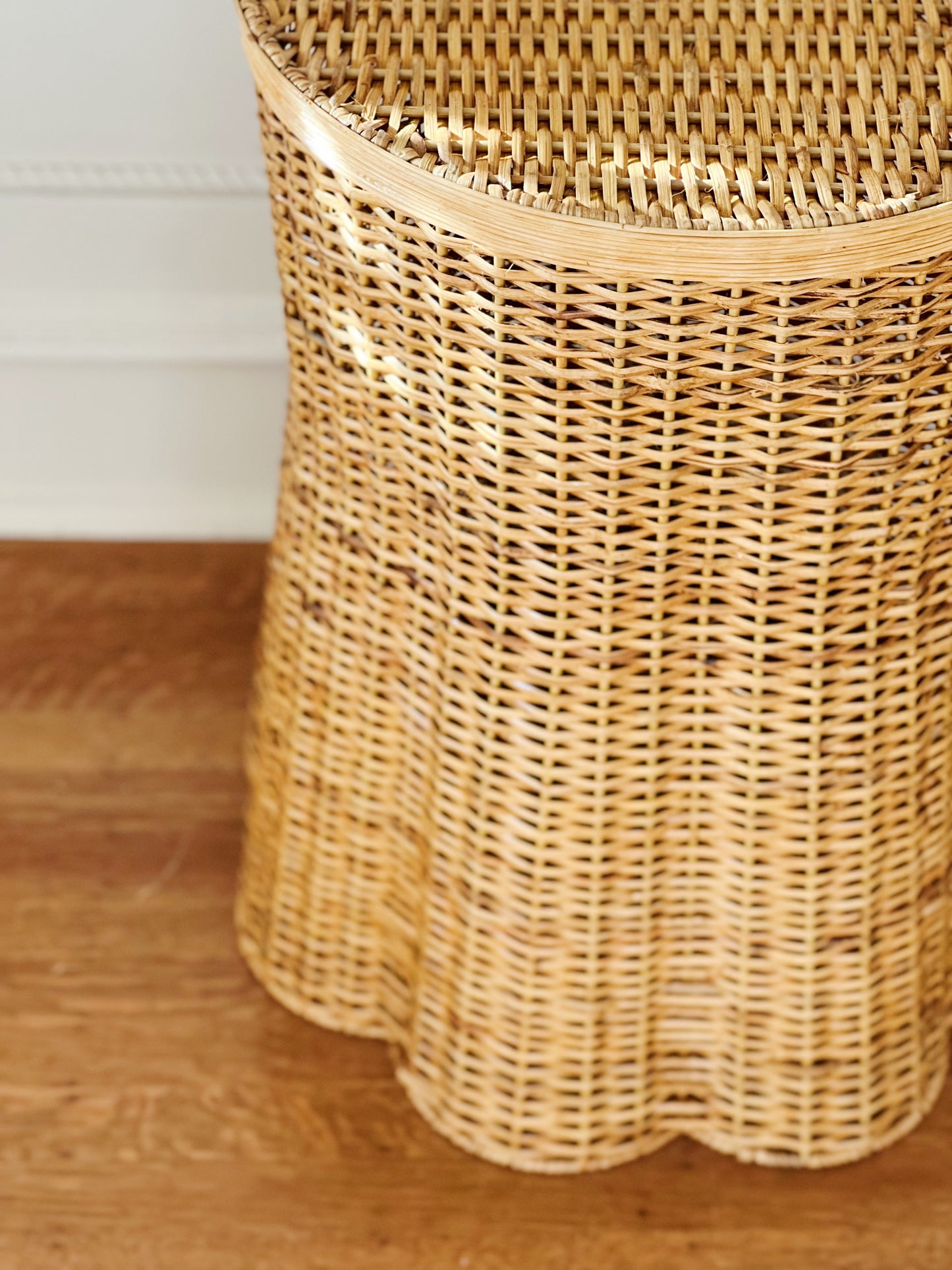 Scalloped wicker side table