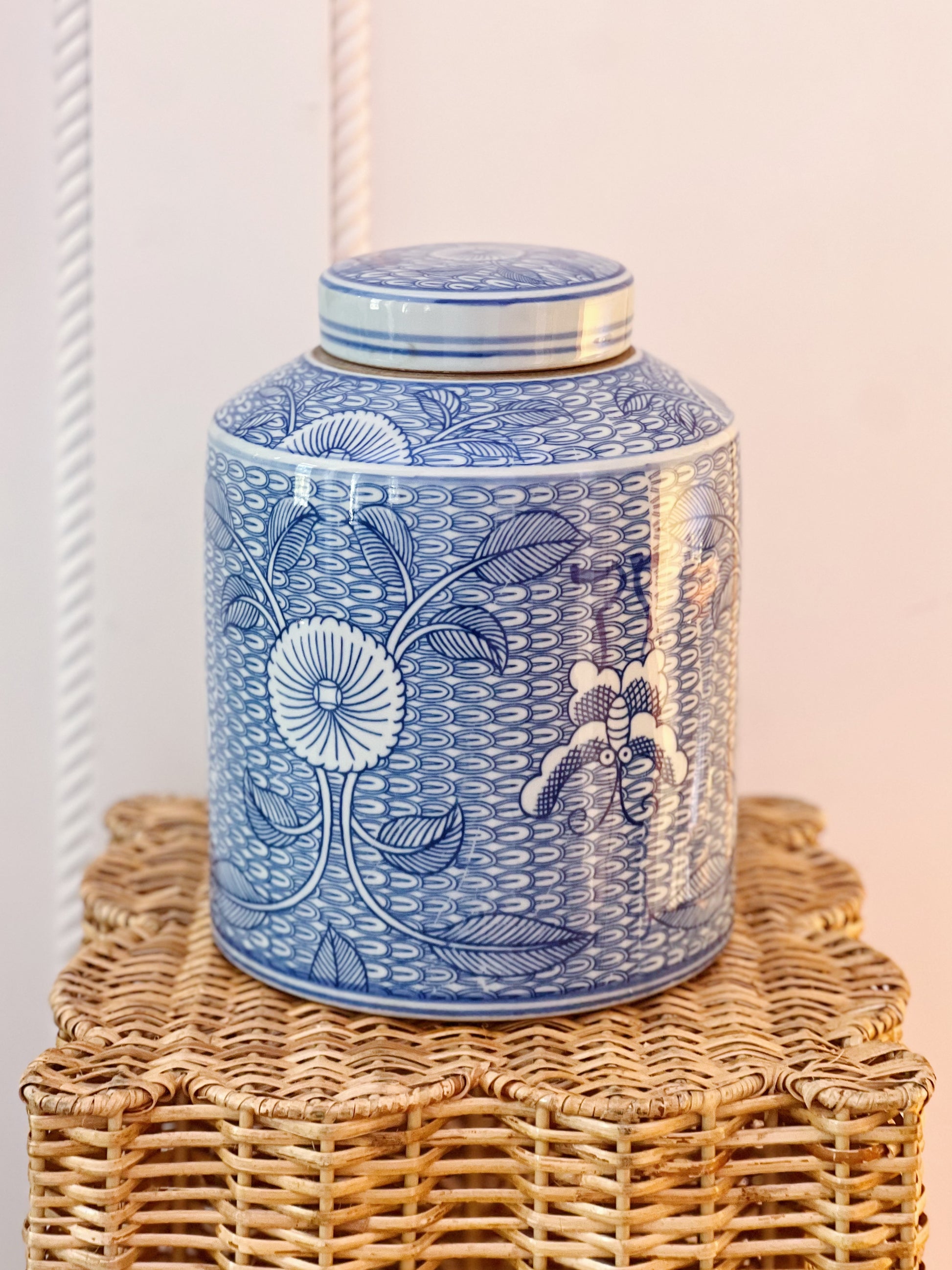 Blue and white porcelain tea jar