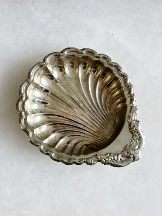 Vintage silver shell dish