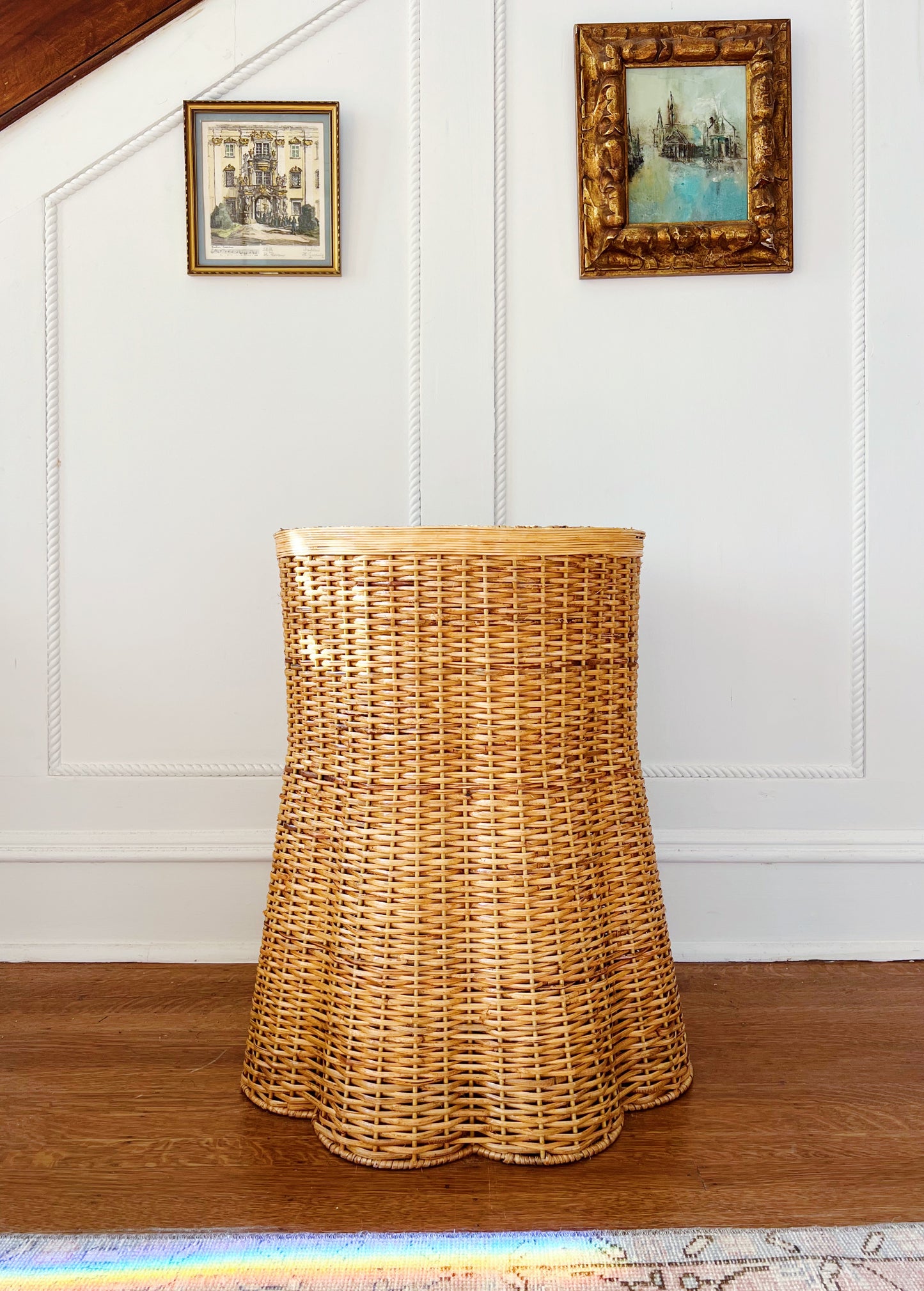 Scalloped wicker side table