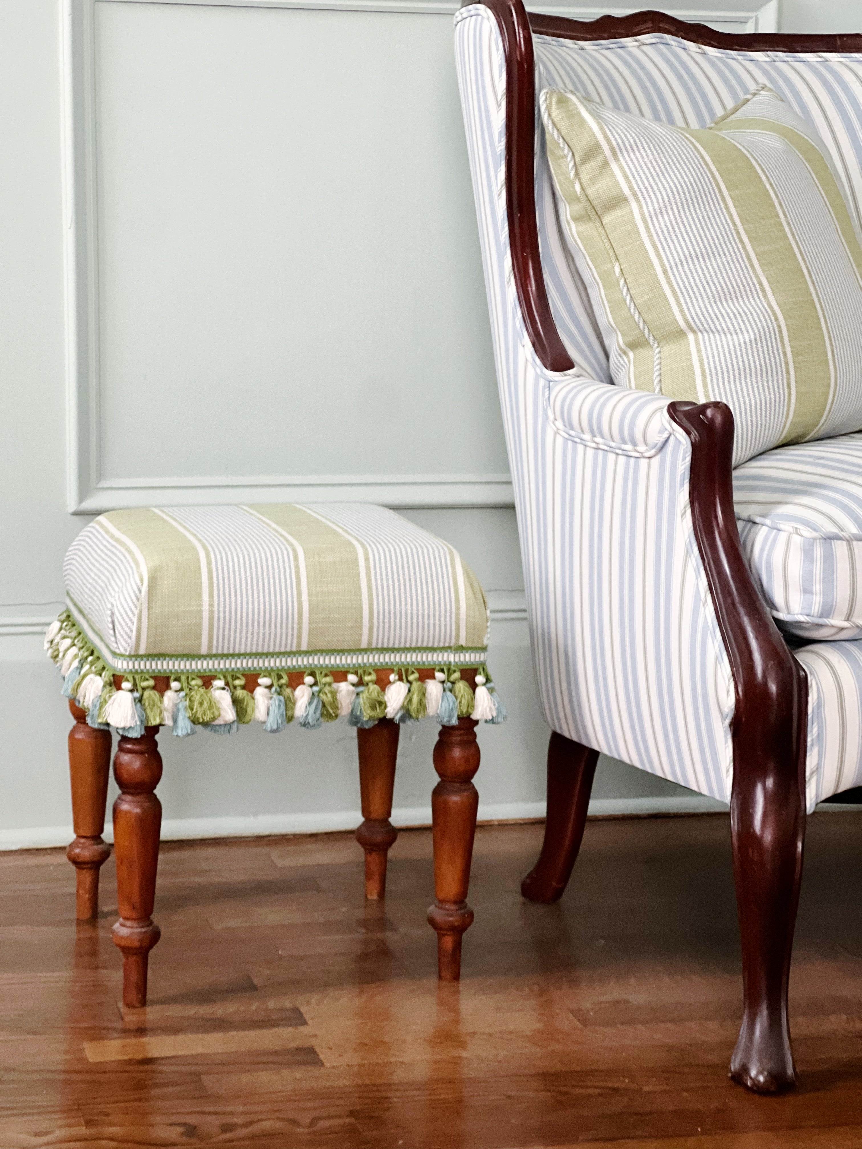 Vintage furniture in custom designer fabric 