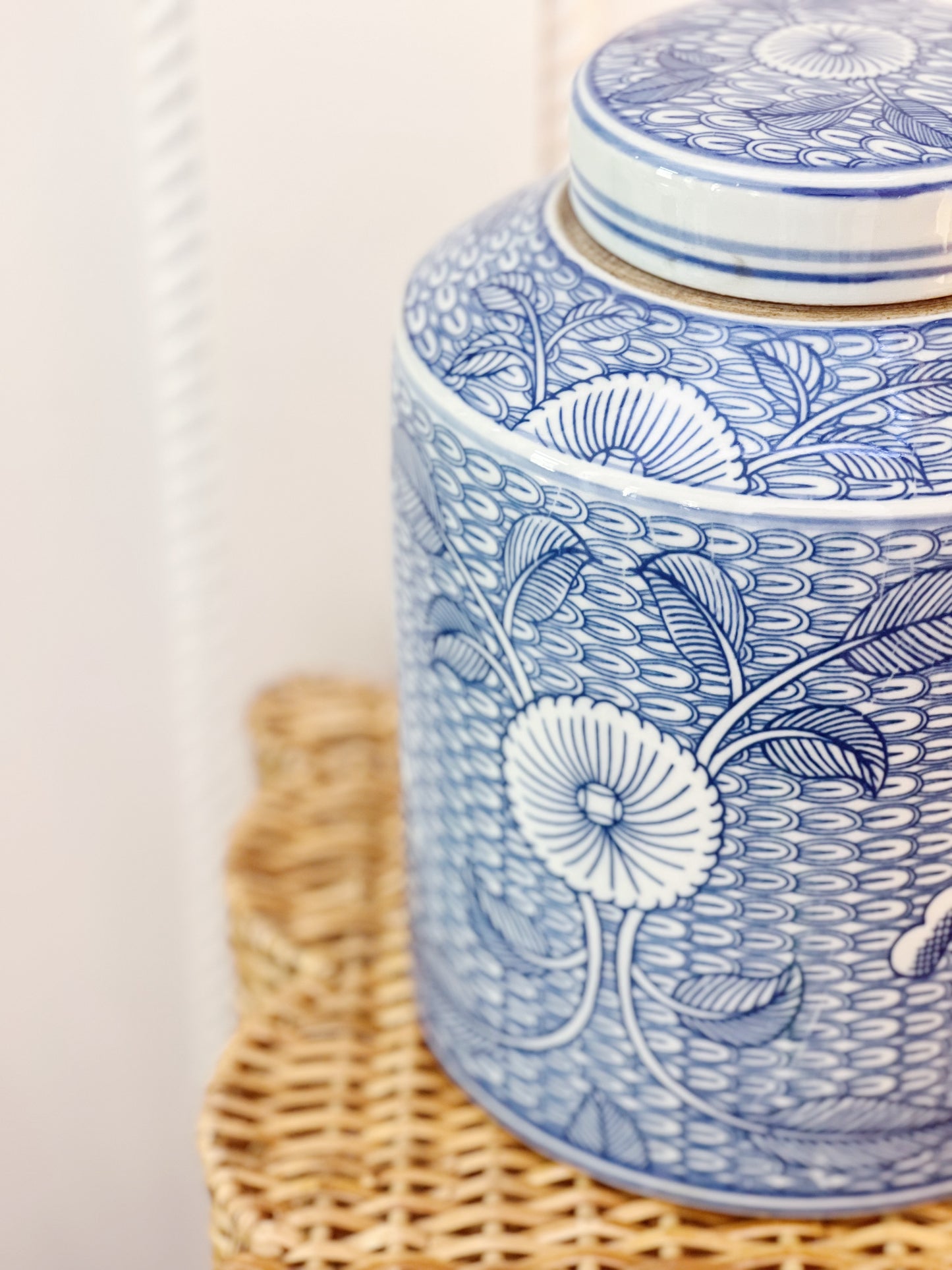 Blue and white porcelain tea jar