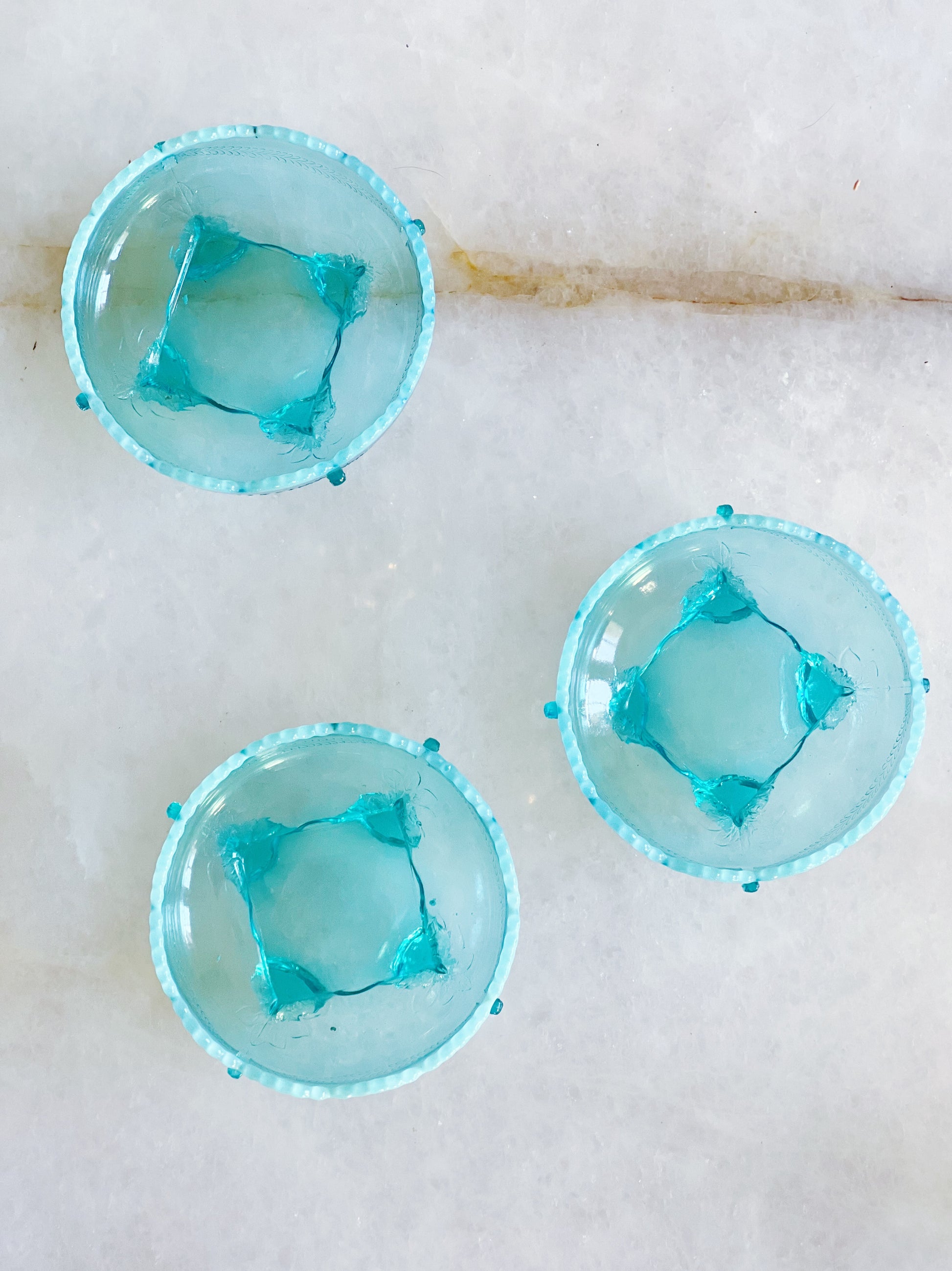 antique Jefferson glass blue berry bowls