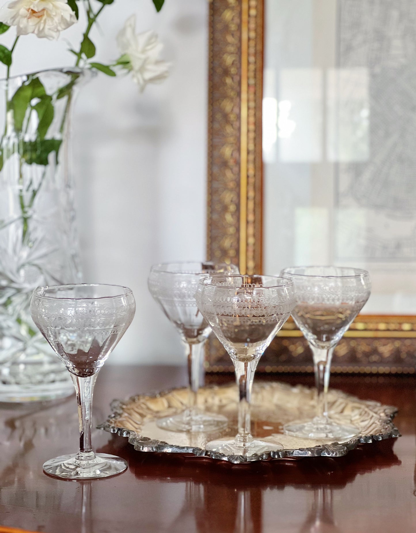 Vintage Etched Cordial Glasses