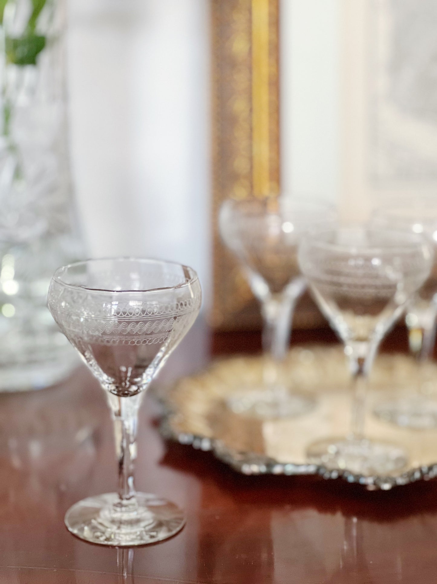 Vintage Etched Cordial Glasses