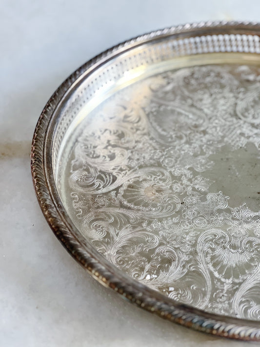 large vintage silver serving tray