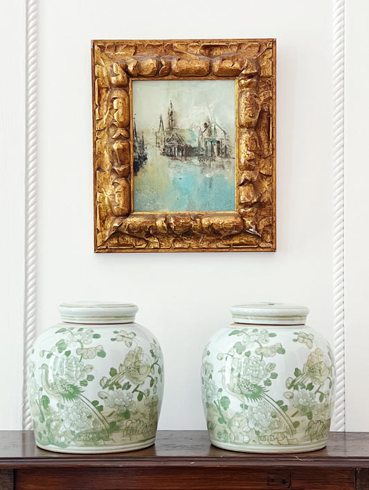 Green & White Ginger Jar