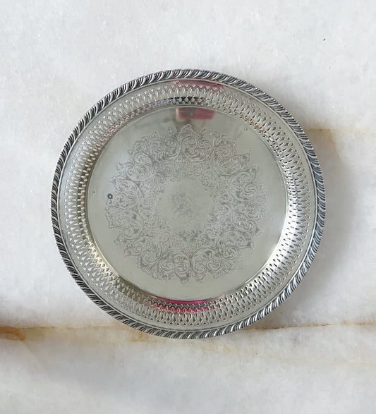 vintage silver serving tray 